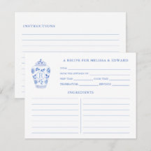 Chinoiserie Chic Blauw Witte Monogram Receptkaart