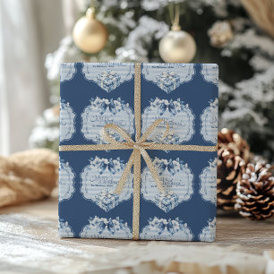 Chinoiserie Chic Blue Christmas Cadeaupapier