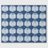 Chinoiserie Chic Blue Christmas Cadeaupapier (Vlak)