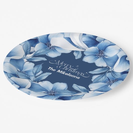 Chinoiserie Chic Blue Christmas Papieren Bordje (Gekanteld)