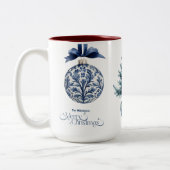 Chinoiserie Chic Blue Christmas Tweekleurige Koffiemok (Links)