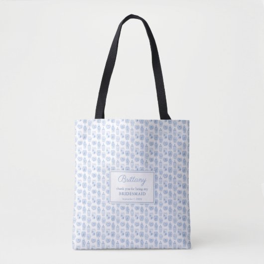 Chinoiserie Chic Blue en White Bridesmaid Gift Tote Bag (Voorkant)