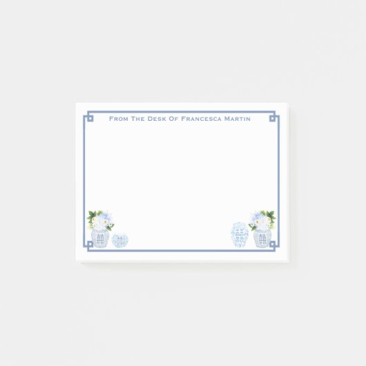 Chinoiserie Chic Blue en White gepersonaliseerd Post-it® Notes (Voorkant)
