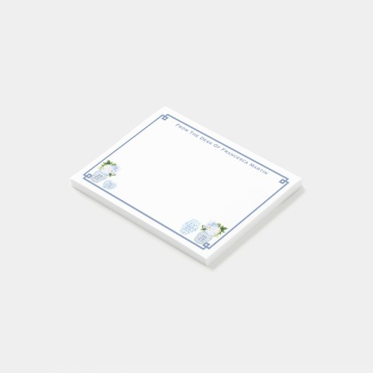 Chinoiserie Chic Blue en White gepersonaliseerd Post-it® Notes (Schuin)