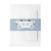Chinoiserie Chic Blue en White Waterverf Wedding Uitnodigingen Wikkel (Voorkant Voorbeeld)