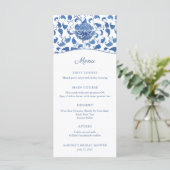 Chinoiserie Chic Blue en White Wedding Shower Menu (Staand voorkant)