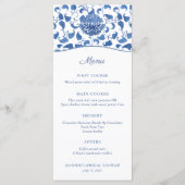 Chinoiserie Chic Blue en White Wedding Shower Menu (Voorkant)