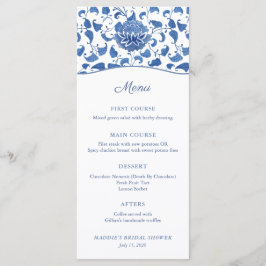 Chinoiserie Chic Blue en White Wedding Shower Menu
