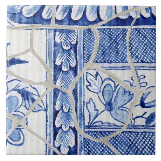 Chinoiserie Chic Blue White Chinese Floral Pagoda Tegeltje (Voorkant)