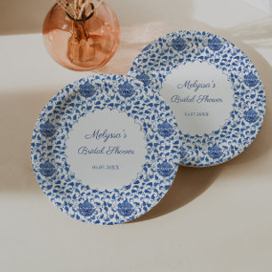 Chinoiserie Chic Blue & White Print Vrijgezellenfe Papieren Bordje