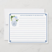 Chinoiserie Chic Blue & White Wedding Advice Card Kaart (Voorkant)
