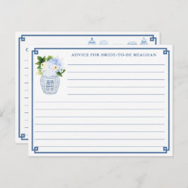 Chinoiserie Chic Blue & White Wedding Advice Card Kaart