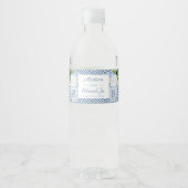 Chinoiserie Chic Blue & White Wedding Shower Party Waterfles Etiket (Voorkant)