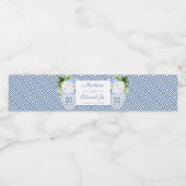 Chinoiserie Chic Blue & White Wedding Shower Party Waterfles Etiket (Enkel label)