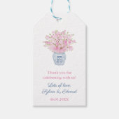 Chinoiserie Chic Blush en Navy Bruiloft Douche Gif Cadeaulabel (Voorkant)