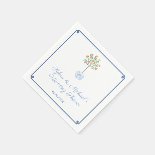 Chinoiserie Chic Citrus Oranje Tree Vrijgezellenfe Servet (Hoek)