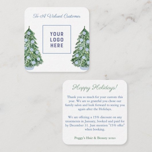 Chinoiserie Chic Company Logo Merry Kerstmis Notitiekaartje (Voorkant / Achterkant)