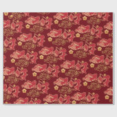 Chinoiserie Chic, Elegante Lunar Celebration Red Cadeaupapier (Vlak)