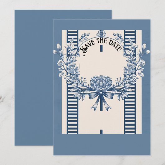 Chinoiserie Chic Flat Save the Date Kaart (Voorkant / Achterkant)