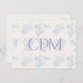 Chinoiserie Chic Floral Monogrammed Briefkaart (Voorkant / Achterkant)