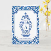 Chinoiserie Chic GingerJar | Monogram | Note-Kaart Kaart (Gele Bloem)