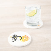 Chinoiserie Chic Golden Tiger Symbol Zandsteen Onderzetter (Zijkant)