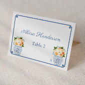 Chinoiserie Chic Herfst Flowers Wedding Place Card Kaart