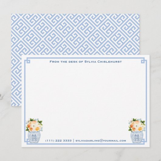 Chinoiserie Chic Herfst Flowers Wedding Shower Par Bedankkaart (Voorkant / Achterkant)