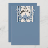 Chinoiserie Chic Huwelijksuitnodiging | blauwe blo Kaart (Voorkant / Achterkant)