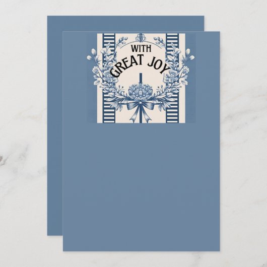 Chinoiserie Chic Huwelijksuitnodiging | blauwe blo Kaart (Voorkant / Achterkant)