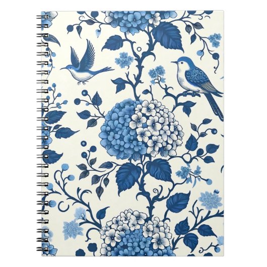 Chinoiserie Chic, Hydrangeas en Bluebirds Notitieboek (Voorkant)