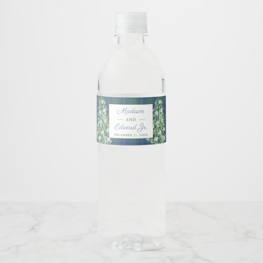 Chinoiserie Chic kerstboom bruiloft Shower Waterfles Etiket (Voorkant)