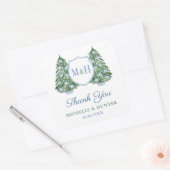 Chinoiserie Chic kerstboom Wedding Logo Favor Vierkante Sticker (Envelop)