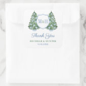 Chinoiserie Chic kerstboom Wedding Logo Favor Vierkante Sticker (Tas)