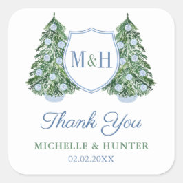 Chinoiserie Chic kerstboom Wedding Logo Favor Vierkante Sticker