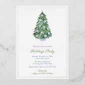 Chinoiserie Chic kerstFeestdagen Party Blue Folie Uitnodiging (Voorkant)