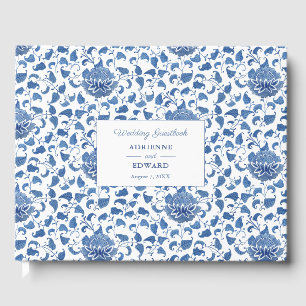 Chinoiserie Chic Klassiek Blauwe Bruiloft Gastenboek