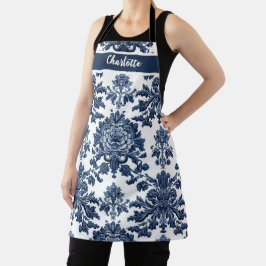 Chinoiserie Chic Marineblauw Bloem Ornament Patroo Schort