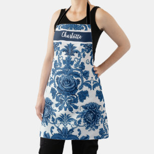 Chinoiserie Chic Marineblauw Bloem Ornament Patroo Schort