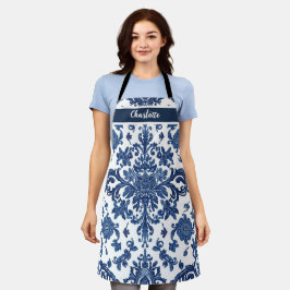 Chinoiserie Chic Marineblauw Bloem Ornament Patroo Schort