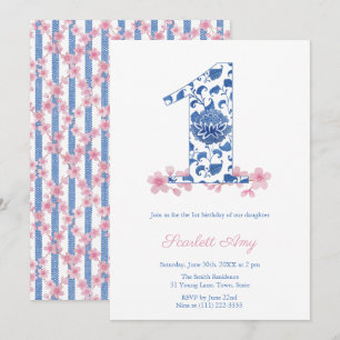 Chinoiserie Chic Meisje 1e Verjaardagsfeest Kaart
