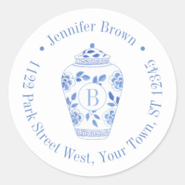 Chinoiserie Chic Monogram Eerste Retouradres Ronde Sticker