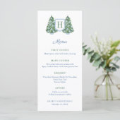 Chinoiserie Chic Monogram Winter Baptisme Party Ma Menu (Staand voorkant)