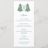 Chinoiserie Chic Monogram Winter Baptisme Party Ma Menu (Voorkant)