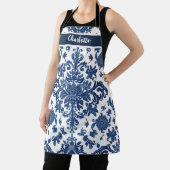 Chinoiserie Chic Navy Blue Flower Ornament Pattern Schort (Insitu)