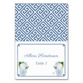 Chinoiserie Chic Navy White Wedding Place Card Kaart (Voorkant)