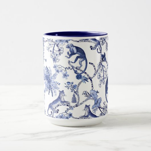 Chinoiserie Chic Oerwoud Toile | Blauw & Wit Groot Mok (Midden)