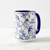 Chinoiserie Chic Oerwoud Toile | Blauw & Wit Groot Mok (Voorkant rechts)