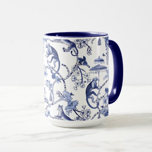 Chinoiserie Chic Oerwoud Toile | Blauw & Wit Groot Mok (Voorkant rechts)