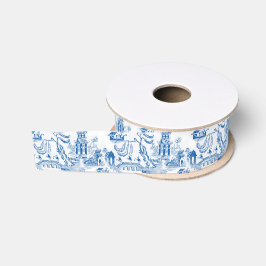Chinoiserie Chic Pagoda | Blauw en wit Grosgrain Lint